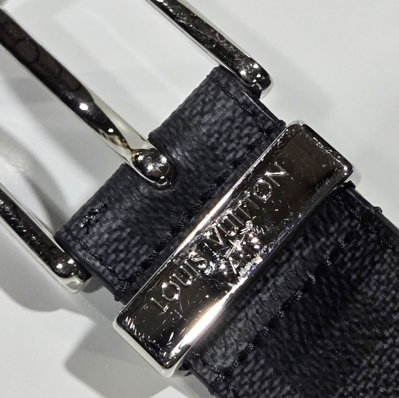 LOUIS VUITTON Sz 36 Belt M/L Sanctuary Force Damier Graphite Black Mens 32"-36". - Picture 4 of 16